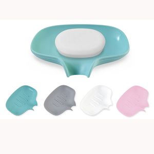 Porte-savon en silicone portable avec vidange Accessoires de salle de bain auto-drainants Support de rangement Porte-éponge de cuisine XBJK2104