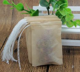 Portátil Single Drawstring Heal Bolsas de té Herramientas de madera Desechable Pulpa Filtro Papel Papel Tea Strainer Filters Bag Home Office 8 * 10cm SN1815