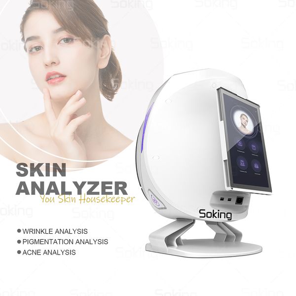 Analyseur de peau portable Instrument d'image d'intelligence artificielle 8 spectre Intelligent 3D AI Machine d'analyse de la peau du visage Analyseur de peau avec 36 millions de caméras HD