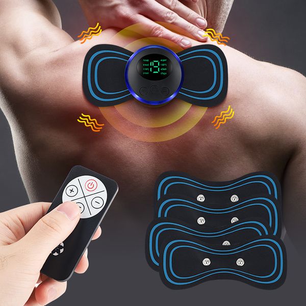 Equipo delgado portátil Masajeador de cuello eléctrico EMS 8 modos Parche de masaje cervical Hombro Pierna Brazo Pulso abdominal Estimulador muscular Alivio del dolor portátil 230605