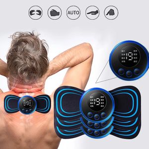 Équipement mince portable EMS Massage du cou Écran LCD Masseur électrique Cou cervical Patch arrière 8 modes Stimulateur musculaire à impulsion Soulagement portable de la douleur 231208
