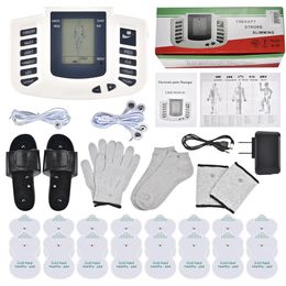 Équipement mince portable Électrostimulateur musculaire Tens pour tout le corps EMS Thérapie d'acupuncture Massage 16 coussinets Ensemble d'appareils de physiothérapie méridien numérique 231214