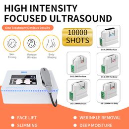 Equipo delgado portátil HIFU HIFU Máquinas de elevación de elevación de ultrasonido de alta intensidad Extracción de arrugas con 3 o 5 cabezas Cuerpo