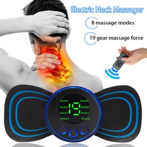 Portable Slim Equipment Smart Electric Neck Massager Patch EMS Neck Stretcher Télécommande Cervical Pulse Muscle Stimulator Acupuncture Relief Pain 230605