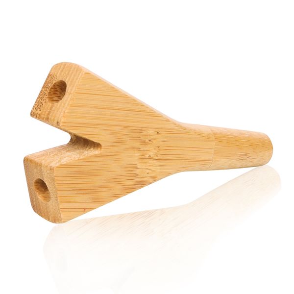 Portable petit tuyau en bambou fait à la main à double trou en bois massif à double bouche pour deux personnes