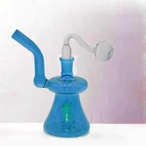 Portable Small Glass Oil Burner Bong Colorful Easy Hold Bubbler Ashcatcher Bongs Recycler Dab Rigs para fumar Pipas de agua con 14 mm Macho Oil Burner Pipe Más barato