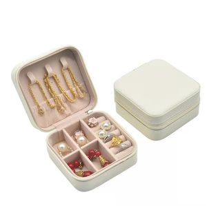 Draagbare kleine juwelierdoos meisjes reis sieraden organisator pu lederen mini case ringen oorbellen ketting displace opslag cases