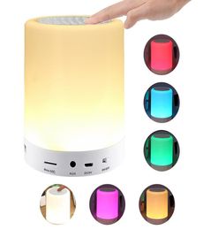 Portable Smart Smart Wireless Bluetooth -luidspreker Speler Touch Pat Licht kleurrijke LED Night Light Bevet Table Lamp voor betere slaaps1436003