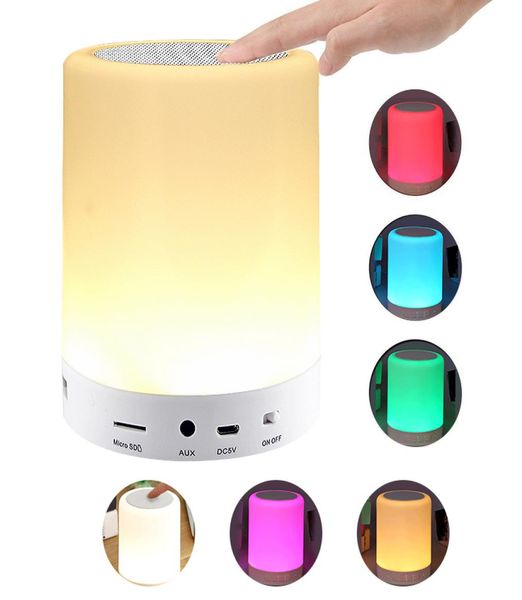 Portable intelligent sans fil Bluetooth haut-parleur lecteur tactile Pat lumière colorée Led veilleuse lampe de Table de chevet pour un meilleur sommeil 5957176