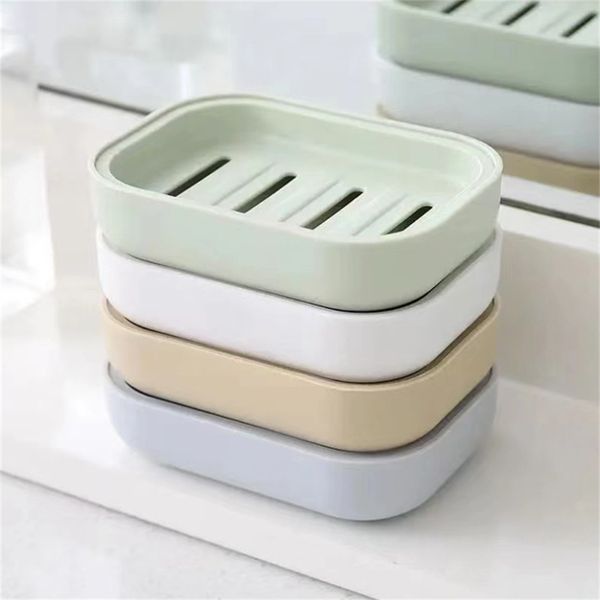 Platos de jabón portátiles Caja de jabón de plástico de doble capa bandeja de jabón para jabón de jabón caja de jabón con cubierta