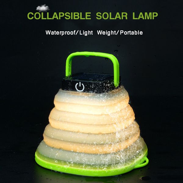 Lanterne de camping solaire portable à LED, lampes de poche pliables, 800 mAh, rechargeable par USB, mini lampe de tente, lampe de secours, blanc chaud, coloré