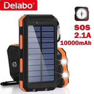 Draagbare Solar Power Bank 10000 mah Telefoon Oplader 2USB 2.1A Snel Opladen Powerbank Camping 3 Verdediging SOS Zaklamp met sleutelhanger L230619