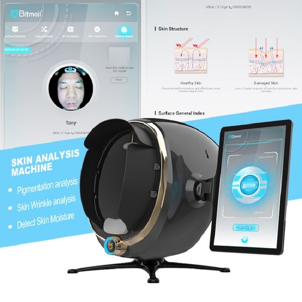 Sistema portátil de diagnóstico de piel para uso en spa 13.3 pulgadas 3D AI Analizador de piel facial Máquina de prueba Escáner de acné mágico Dispositivo de sistema de espejo facial