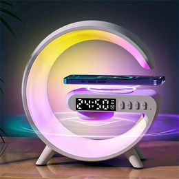 Draagbare luidspreker met intelligente LED-lamp Bluetooth-luidspreker Draadloze oplader Sfeerlamp App-bediening voor slaapkamer Home Decor Nachtlampje