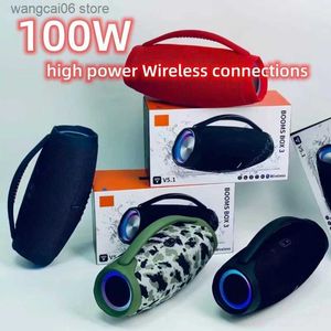 Draagbare luidsprekers 100 W krachtige Bluetooth-luidspreker RGB-kleurlicht draadloze subwoofer 360 stereo surround TWS FM draagbare waterdichte luidspreker T240323