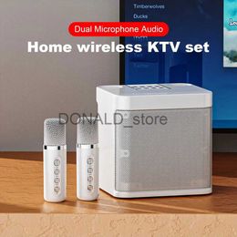 Draagbare luidsprekers 100 W professionele karaoke dubbele microfoon Bluetooth-compatibele luidspreker Draadloos stereo bas Subwoofer Karaoke Familie-ondersteuning AUX J240117