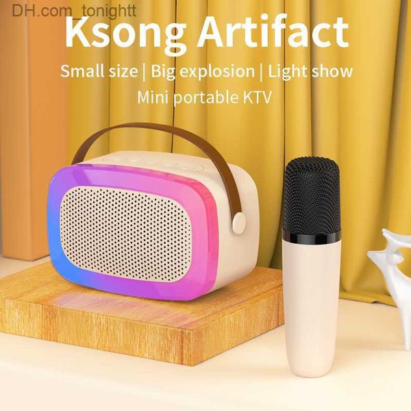 Haut-parleurs portables 2023 Nouveau mini microphone sans fil Haut-parleur Bluetooth Microphone de karaoké portable extérieur Audio Microphone intégré Subwoofer Q230905