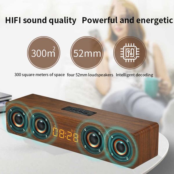 Haut-parleurs portables 20W haut-parleur Bluetooth en bois haut-parleurs barre de son TV Echo mur Home cinéma système sonore qualité sonore Soundbox pour PC/TV
