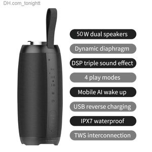 Haut-parleurs portables 50W haut-parleur Bluetooth haute puissance IPX7 colonne portable étanche adaptée à la carte son PC subwoofer haut-parleur centre de musique AUX TF Z230801