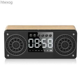 Haut-parleurs portables A10 en bois Portable Bluetooth haut-parleur réveil LED affichage haut-parleur stéréo bureau Sub Woofer Support TF AUX USB FM Radio YQ240124