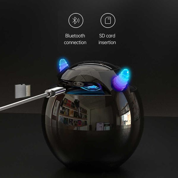 Altavoces portátiles Audio Bluetooth con LED Reloj despertador digital Reproductor de música Forma de bola inalámbrica Mini reloj