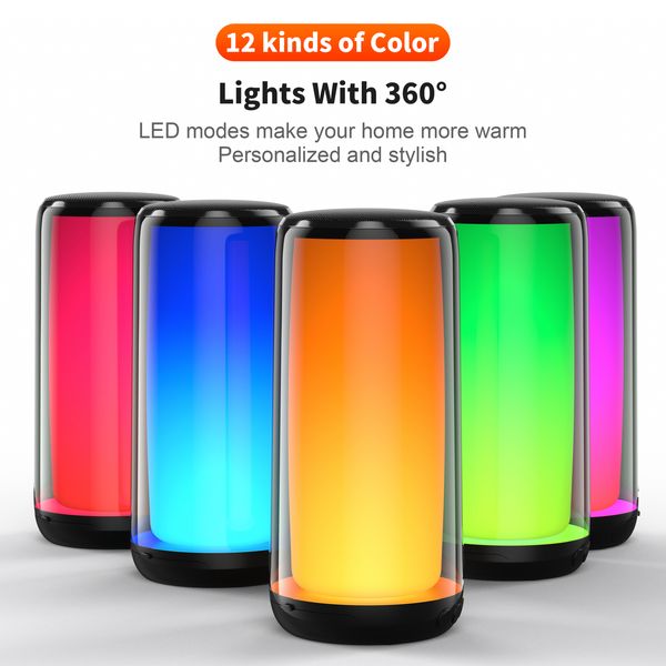 Haut-parleurs portables Haut-parleur Bluetooth 12 types de lumières de couleur Veilleuse Atmosphère Lampes 57MM Haut-parleur QERE Dolby Cinema Soun 230821