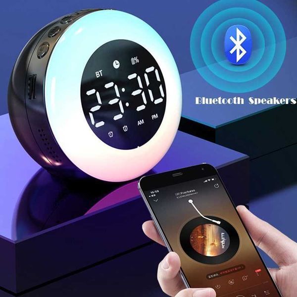 Haut-parleurs portables Bluetooth haut-parleur réveil couleur lecteur de musique charge horloge numérique meilleur cadeau Portable chevet