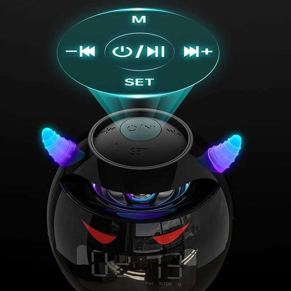 Haut-parleurs portables audio de haut-parleur Bluetooth avec LED Digital Alarm Chloc Music Player Wireless Ball Forme Horloge En haut-parleur Mini le réveil du haut-parleur