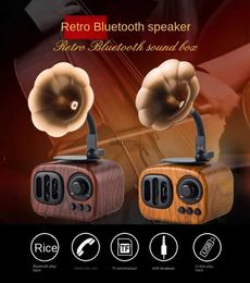 Haut-parleurs portables Haut-parleur Bluetooth rétro bois boîte Portable sans fil Mini haut-parleurs extérieur pour système de son TF FM Radio musique MP3 caisson de basses YQ240106