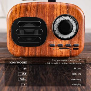 Haut-parleurs portables haut-parleur Bluetooth rétro bois haut-parleur sans fil Portable extérieur pour système de son Radio musique caisson de basses