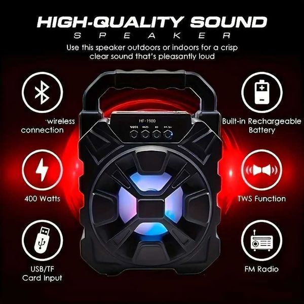 Haut-parleurs portables Bluetooth avec basse LED Light Sound Outdoor Boîte sonore portable Karaoke Wireless Caixa de Som Bluetooth Livraison gratuite J240505