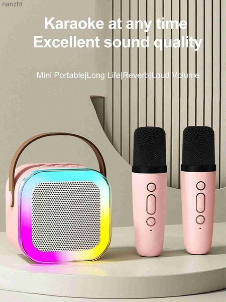 Haut-parleurs portables haut-parleurs de téléphone portable karaoké machine portable bluetooth 5.3 haut-parleur 2 microphone sans fil rythme de musique LED Home Singing Machine WX