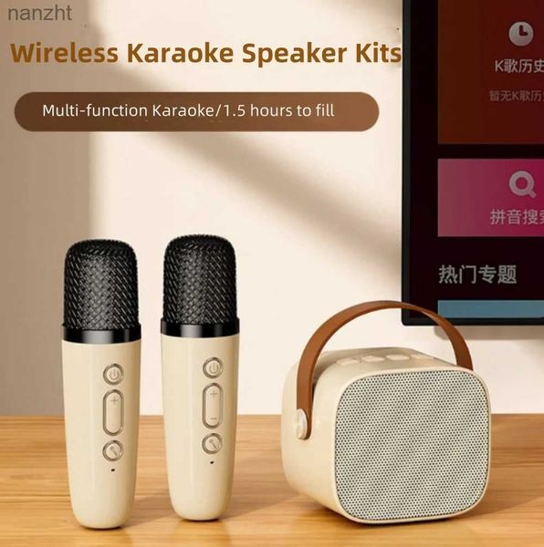 Haut-parleurs portables haut-parleurs de téléphone portable haut-parleur portable Double microphone Karaoke Machine Bluetooth 5.0 HIFI STEREO ENROURS Home KTV Singing WX