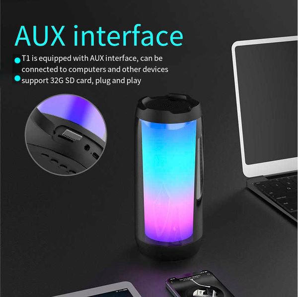 Haut-parleurs portables Haut-parleur de lumière colorée ordinateur portable haut-parleur sans fil étanche surtension basse haut-parleur portable sans fil haut-parleur Bluetooth sans fil