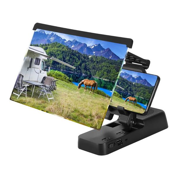 Haut-parleurs portables compatibles bureau de jeu pour films 3D HD support loupe d'écran de téléphone portable pliable avec haut-parleur cadeaux Projection