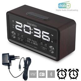 Haut-parleurs portables Radio numérique DAB double réveil récepteur radio haut-parleur Bluetooth avec support d'affichage LCD gradation minuterie de sommeil multilingue J240117