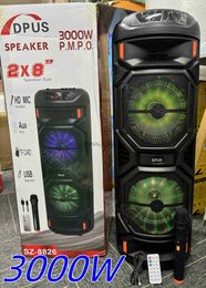 Draagbare luidsprekers Dubbel 8 inch P.M.P.O 3000W Supergrote Bluetooth-luidspreker voor buiten Karaoke Party Box Draagbare draadloze subwooferkolom met microfoon J240117
