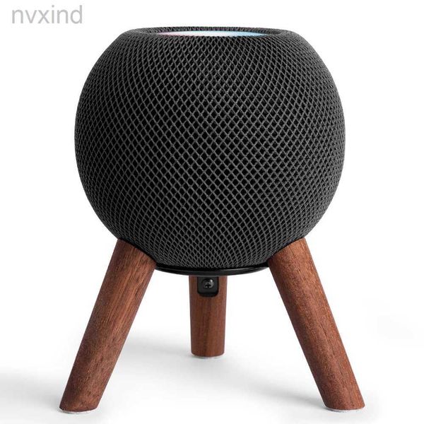 Haut-parleurs portables GGMM Real Wood Stand pour homepod mini haut-haut-haut-parleur docker en bois avec décoration de salle de cadre en métal D240425