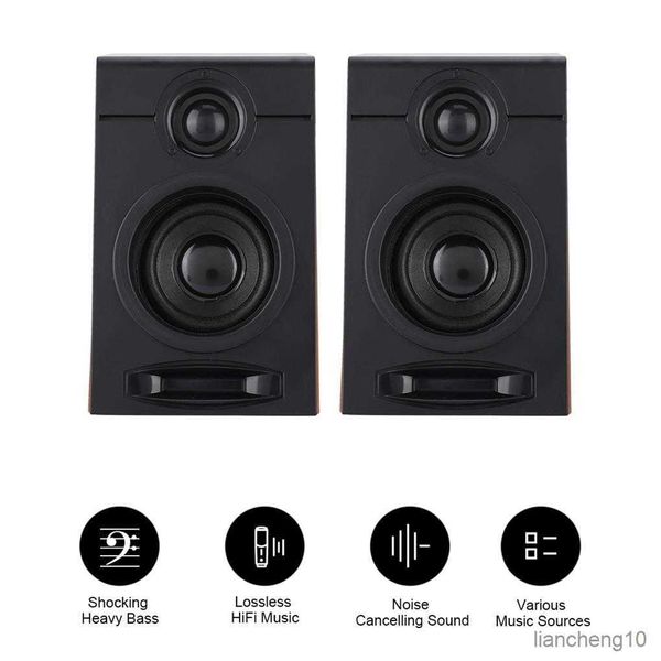 Altavoces portátiles Heavy Bass Altavoz de la computadora Cancelación de ruido Sonido Estantería Subwoofer Canal Textura de madera Escritorio R230727