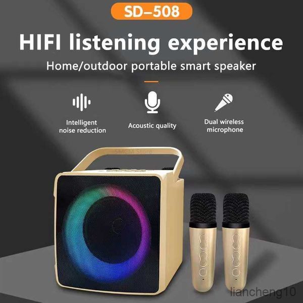 Haut-parleurs portables Maison Portable Bluetooth Double Microphone sans fil TV en direct Carte radio FM Subwoofer Music Center Audio R230731