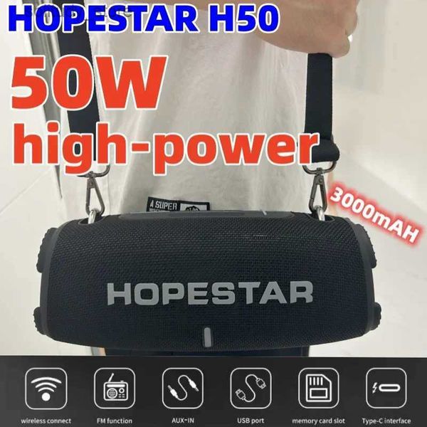 Haut-parleurs portables HOPESTAR H50 haut-parleur Bluetooth Portable haute puissance haut-parleur puissant haut-parleur de basse sans fil lecteur Mp3 système de son Radio FM Q240328