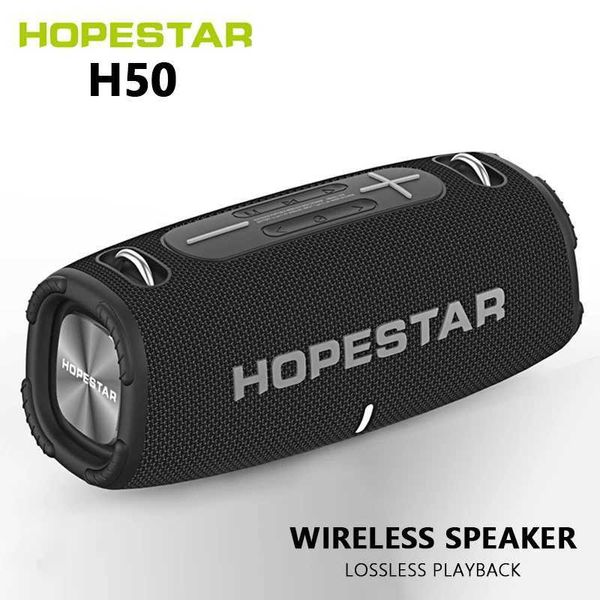 Haut-parleurs portables HOPESTAR H50 en haut-parleurs Bluetooth portables sans fil Big Drum Strap Outdoor Super Bass Tws Power Power Caixa de Som J240505