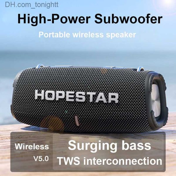 Altavoces portátiles HOPESTAR H50 Altavoces inalámbricos portátiles Caja de música grande de alta potencia Supergraves al aire libre TWS Potente fiesta caixa de som Radio FM AUX Q230904