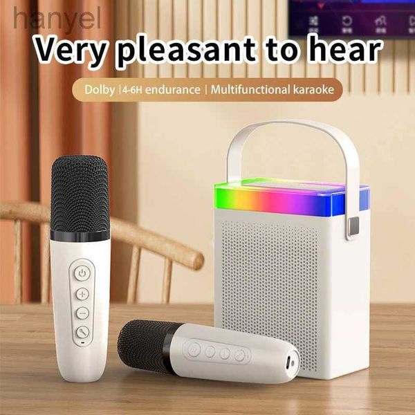 Altavoces portátiles Mini máquina de karaoke para el hogar, sistema de altavoces PA portátil Bluetooth 5,3 con 1-2 micrófonos inalámbricos, canto familiar en casa para niños 24318