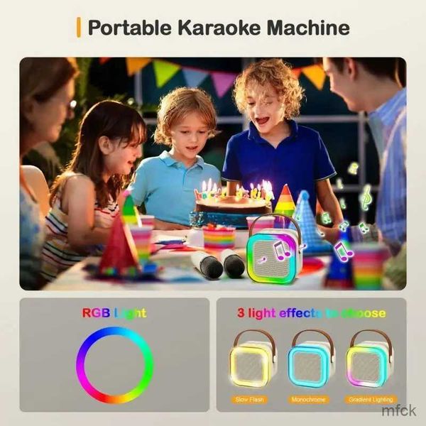 Haut-parleurs portables K12 Bluetooth en haut-parleur karaoké avec 2 microphones RVB Éclairage ambiant chant en haut haut-parleur enfant