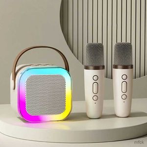 Altavoces portátiles K12 Máquina de karaoke Bluetooth 5.3 PA Sistema de altavoces con 1-2 micrófonos inalámbricos para el hogar Familia canto para niños Regalos