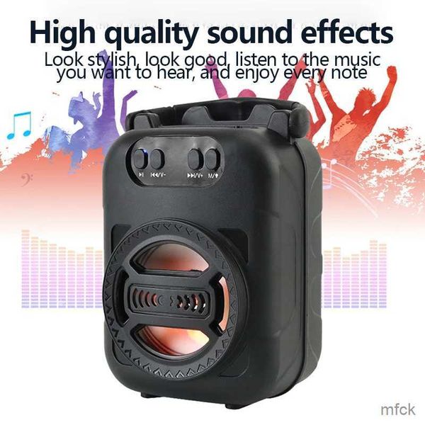 Haut-parleurs portables karaoké sans fil Bluetooth en haut-parleur LED Double haut-parleurs 500mAh Super volume portable Home Outdoor Audio Square Dancing