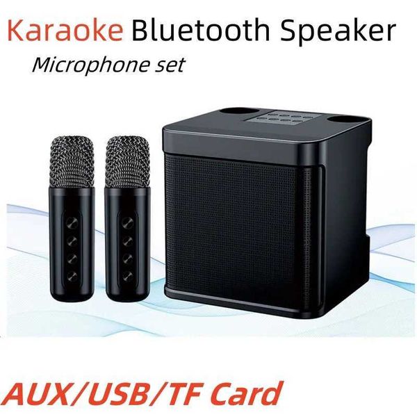 Haut-parleurs portables KD203 Machine de karaoké avec double microphones Changement de fonctions vocales Studio de haut-parleur portable Subwoofer AUX TF Card U Disk Player J240505