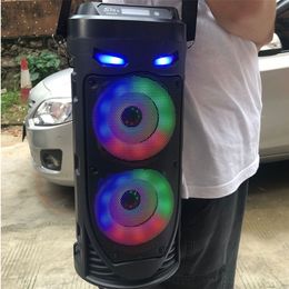 Haut-parleurs portables Grande danse carrée haut-parleur Bluetooth Portable lumière LED colorée barre de son colonne KTV Soundbox caisson de basses sans fil Hifi