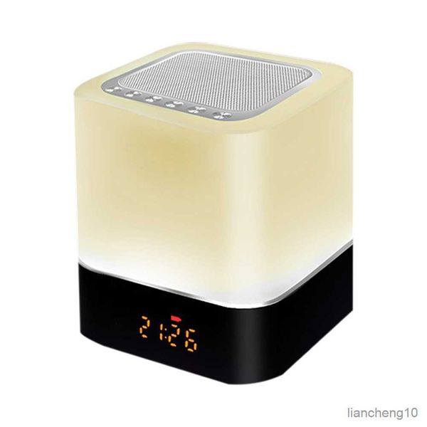 Altavoces portátiles Led Altavoz Bluetooth 4 en Luz táctil multifuncional Lámpara de escritorio inteligente Reloj despertador Reproductor de música Soporte AUX R230725